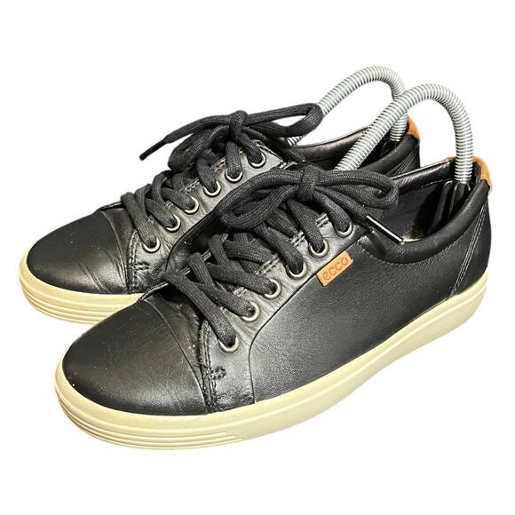Ecco soft 7 sneaker women's EU‎ 37 US 6 Extra Wide black leather casual shoes - Picture 1 of 8